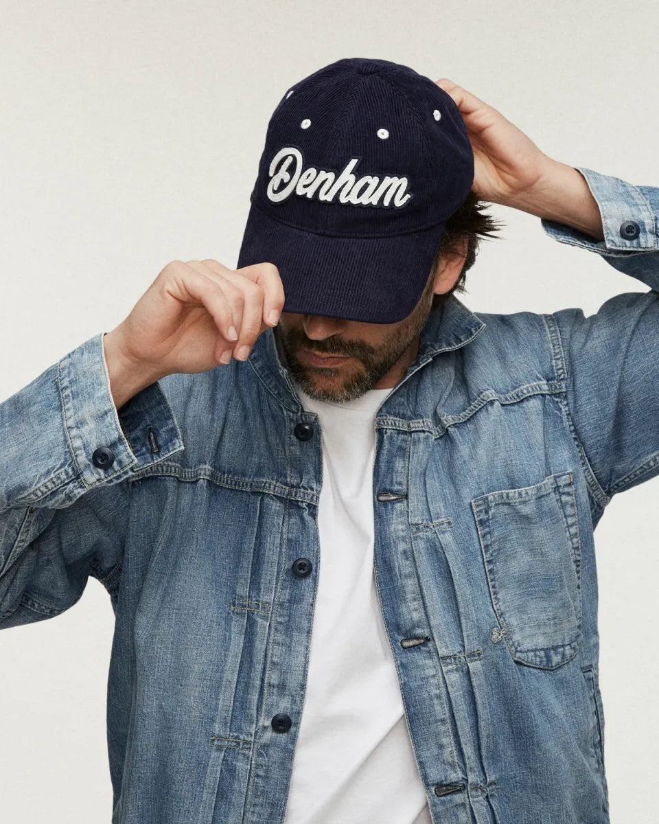 Den Ham Denham Velvet Baseball Cap – Blauw
