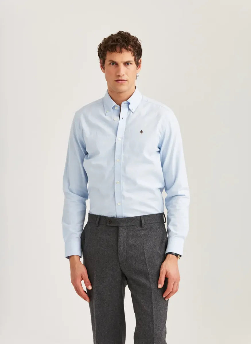 Morris Stock Morris Stockholm Watts flannel overhemd – lichtblauw