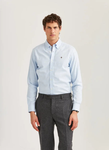 Morris Stock Morris Stockholm Watts flannel overhemd – lichtblauw