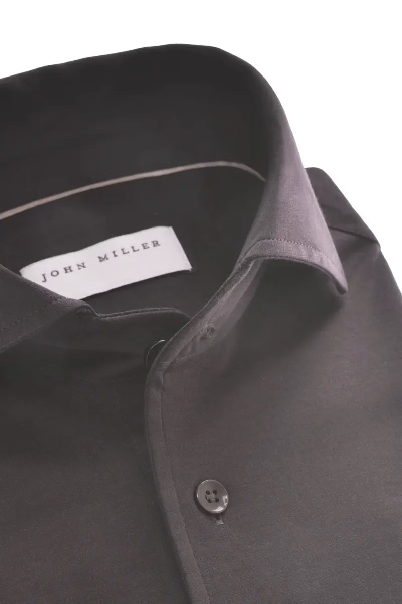 John Mille John Miller Heren Overhemd Lange Mouw – donkerbruin