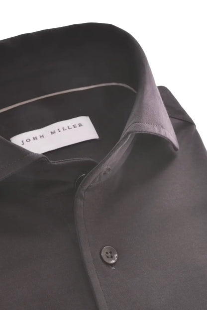 John Mille John Miller Heren Overhemd Lange Mouw – donkerbruin