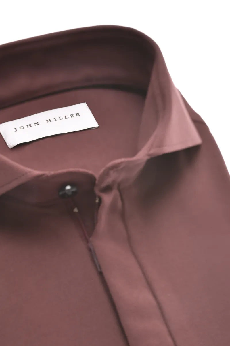 John Mille John Miller Slim Fit Zip-Polo Overhemd – Bordeaux