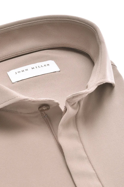 John Mille John Miller Slim Fit Zip-Polo Overhemd – Zand