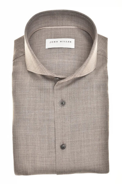 John Mille John Miller Dress Shirt Wool Blend Stretch – Bruin