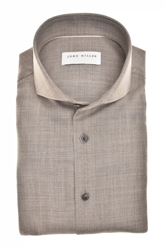 John Mille John Miller Dress Shirt Wool Blend Stretch – Bruin