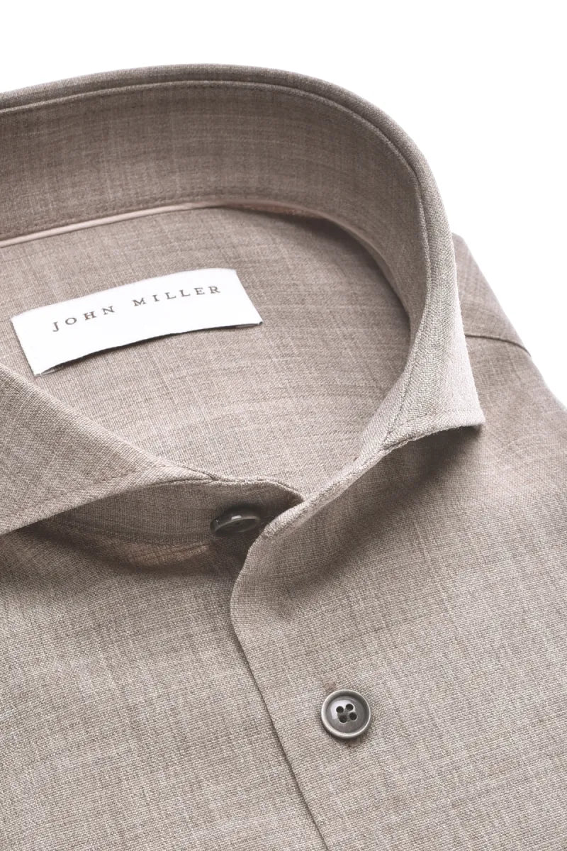 John Mille John Miller Dress Shirt Wool Blend Stretch – Bruin