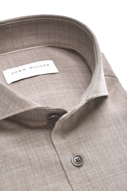 John Mille John Miller Dress Shirt Wool Blend Stretch – Bruin