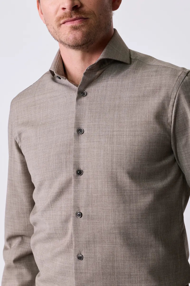 John Mille John Miller Dress Shirt Wool Blend Stretch – Bruin