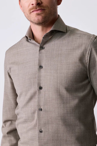 John Mille John Miller Dress Shirt Wool Blend Stretch – Bruin