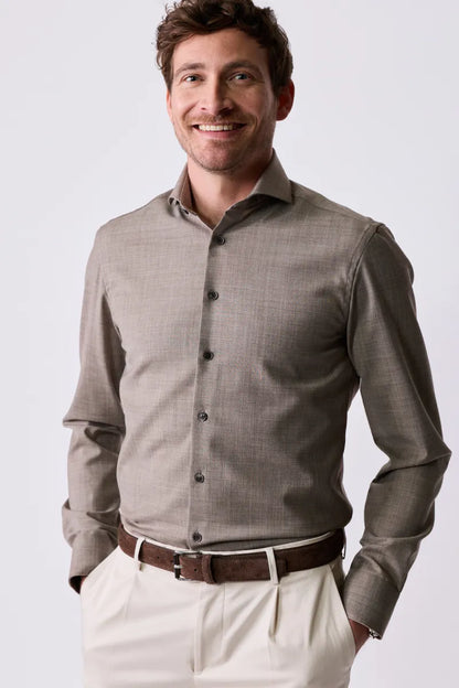 John Mille John Miller Dress Shirt Wool Blend Stretch – Bruin