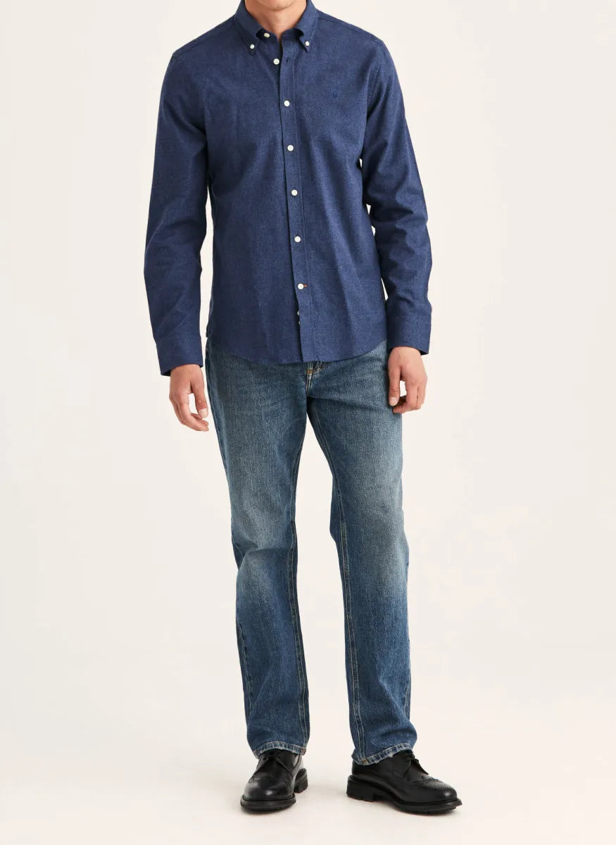 Morris Stock Morris Stockholm Watts Flannel overhemd – navy blauw