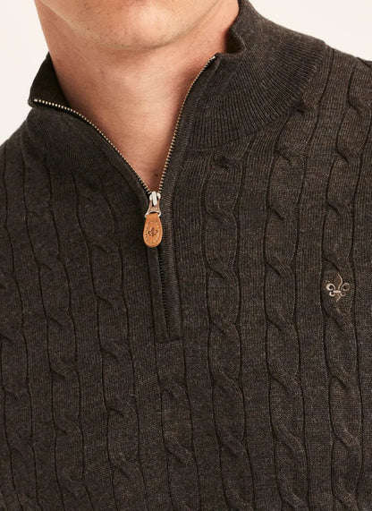 Morris Stock Morris Stockholm Merino Cable John Zip trui – bruin