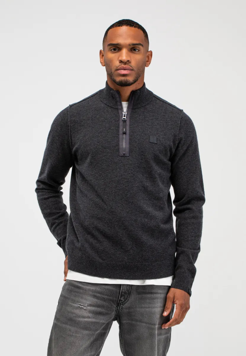 Butcher of Butcher of Blue Clifden Half Zip – Black Melange