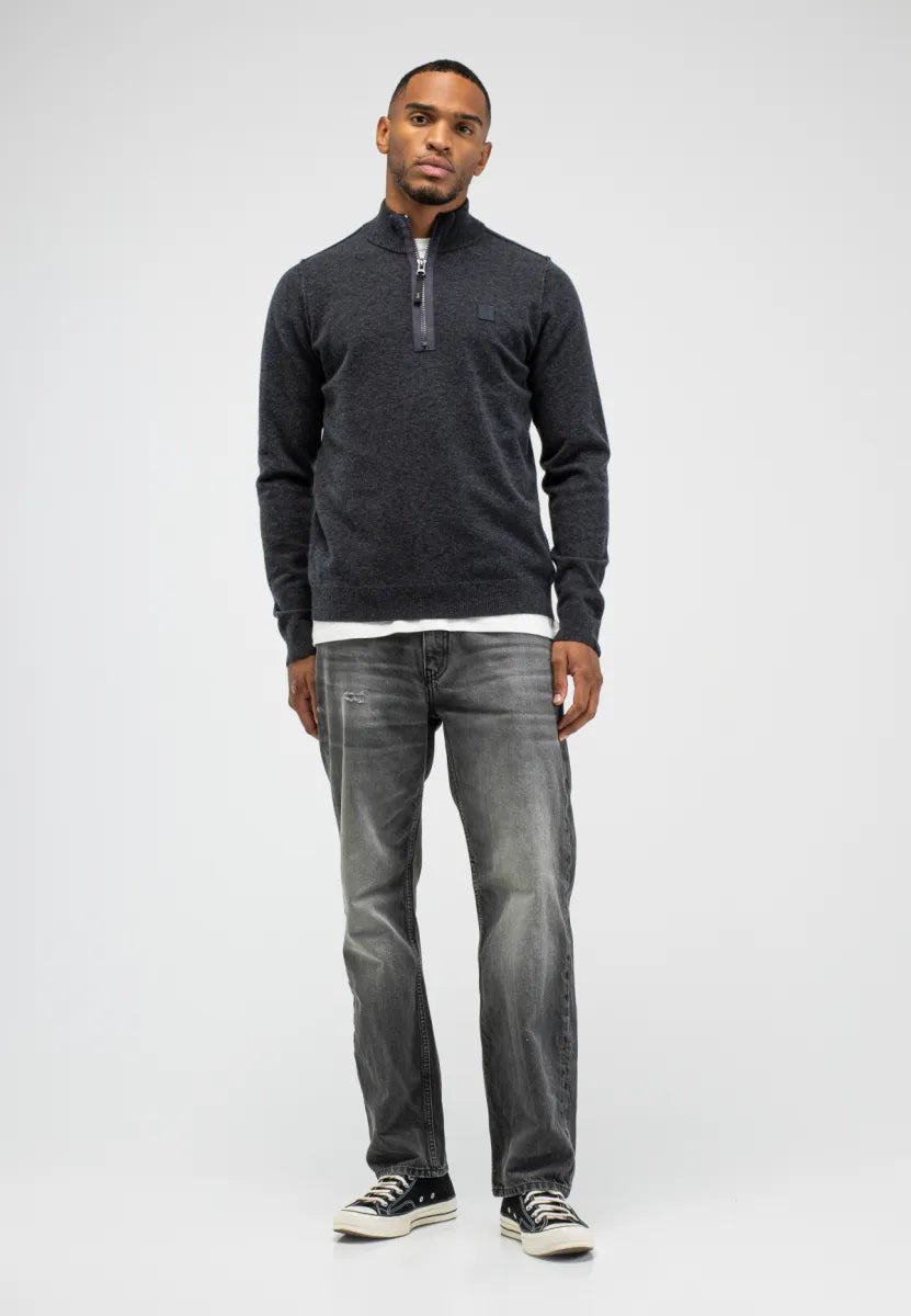 Butcher of Butcher of Blue Clifden Half Zip – Black Melange