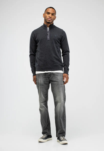 Butcher of Butcher of Blue Clifden Half Zip – Black Melange