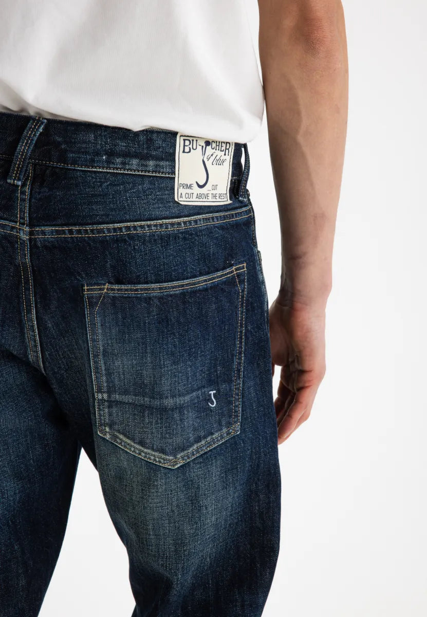 Butcher of Butcher of Blue Stockton Straight Oak Denim – Medium Aged Special
