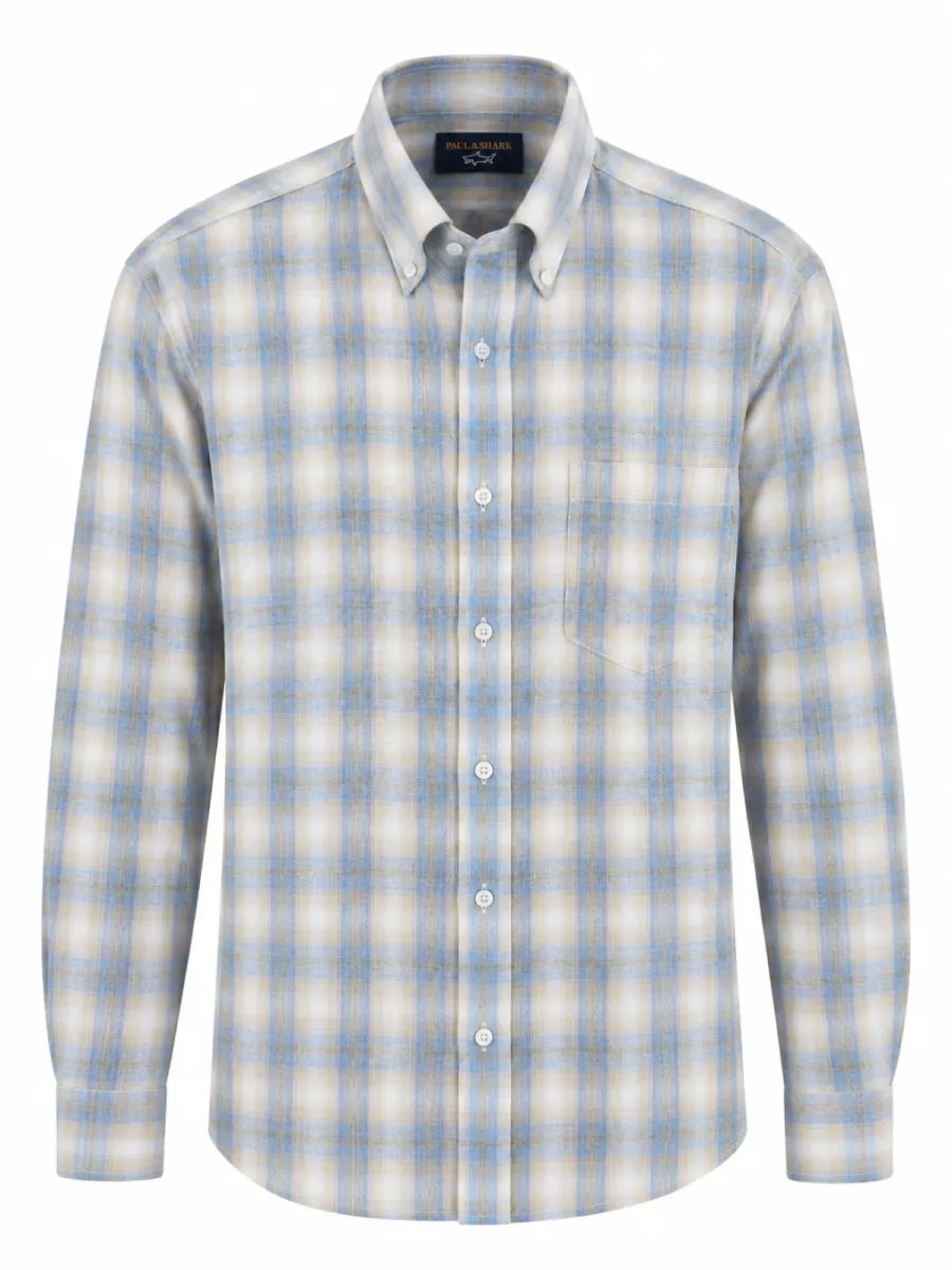 PAUL&SHARK Paul & Shark X-Soft geruit overhemd – lichtblauw
